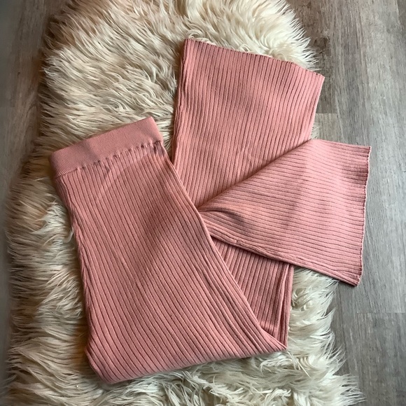 Anthropologie Pants - Anthropologie lounge pants pink ribbed Flare Saturday Sunday Medium